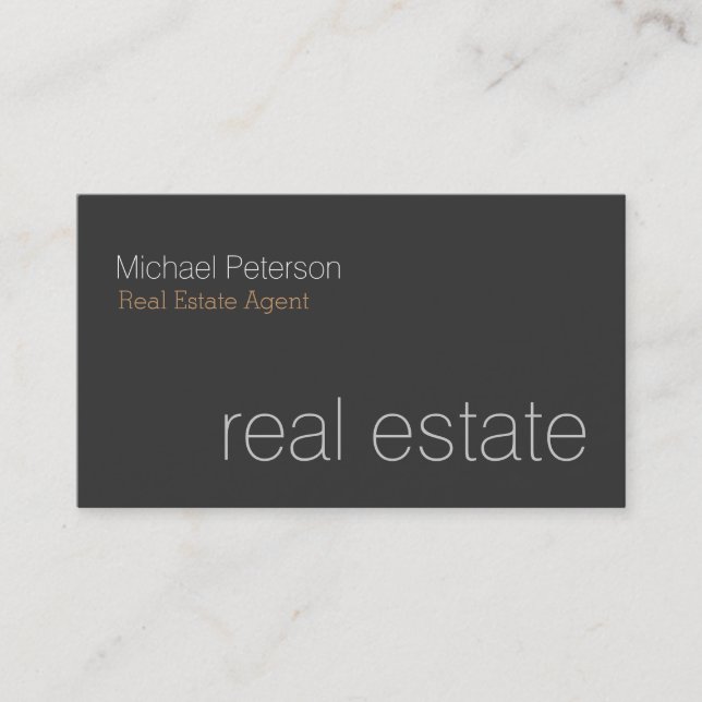 Modern Grey Real Estate Agent Business Card (Front)