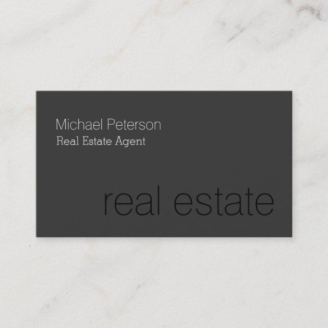 Modern Grey Real Estate Agent Business Card (Front)