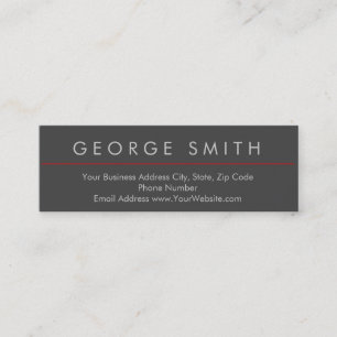 Modern Grey Red Simple Plain Business Card