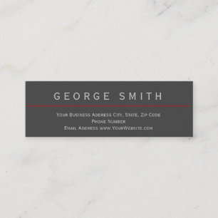 Modern Grey Red Simple Plain Business Card