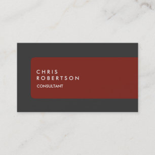 Modern Grey Red Stripe Business Card