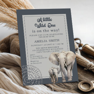 Modern Grey Safari Baby Shower Invitation