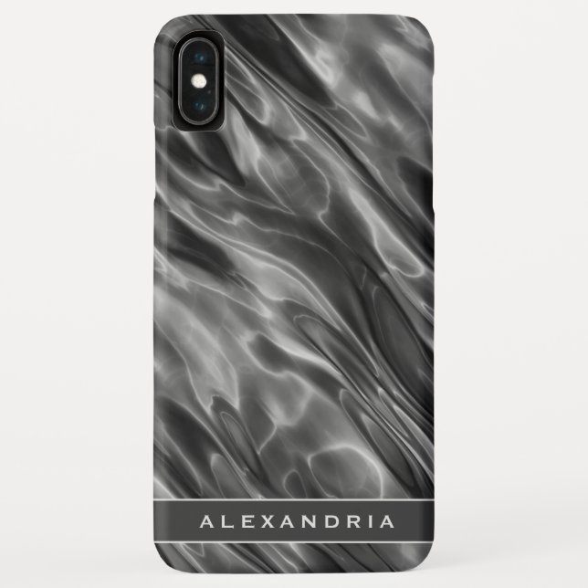 Modern Grey Satin Print | Monogram or Name Case-Mate iPhone Case (Back)