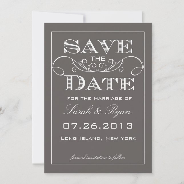 Modern Grey Save the Date Announcement (Front)