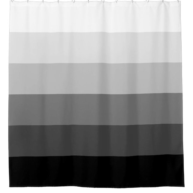 Modern grey scale gradient stripes pattern shower curtain (Front)
