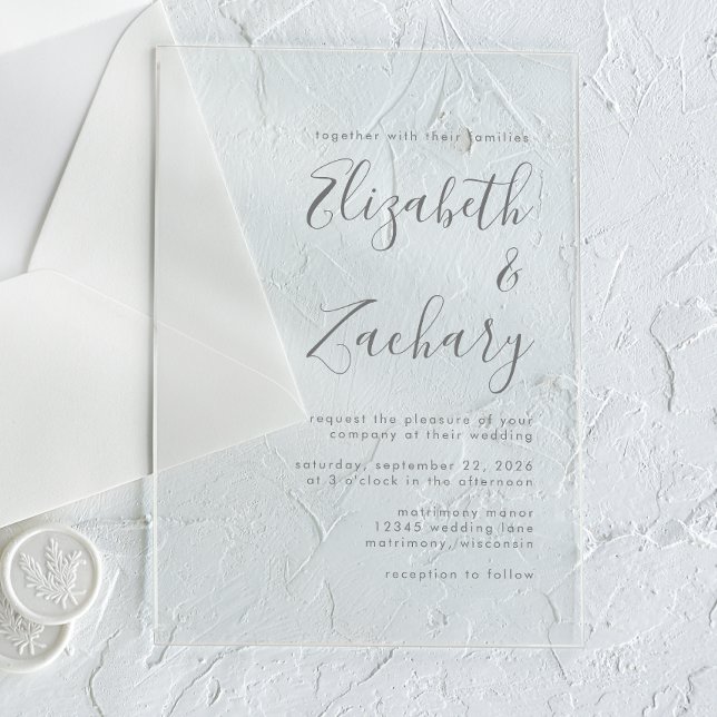 Modern Grey Script Wedding Invitation (Creator Uploaded)