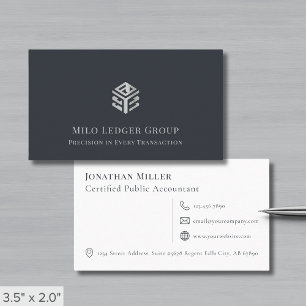 Modern Grey Silver Geometric Logo Business Card