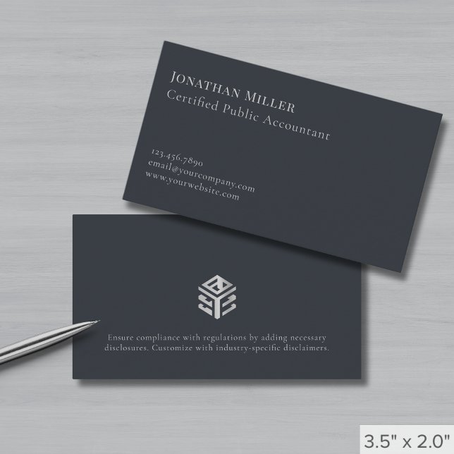 Modern Grey Silver Logo Business Card (Creator Uploaded)