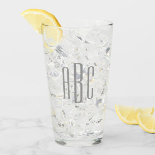 Modern Grey Simple Three Letter Monogram Glass