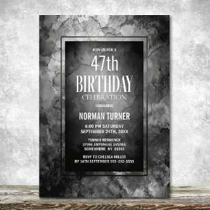 Modern Grey Slate Stone Birthday Party Invitation