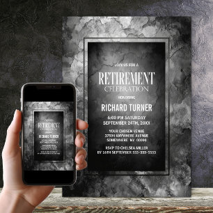 Modern Grey Slate Stone Retirement Party Invitation