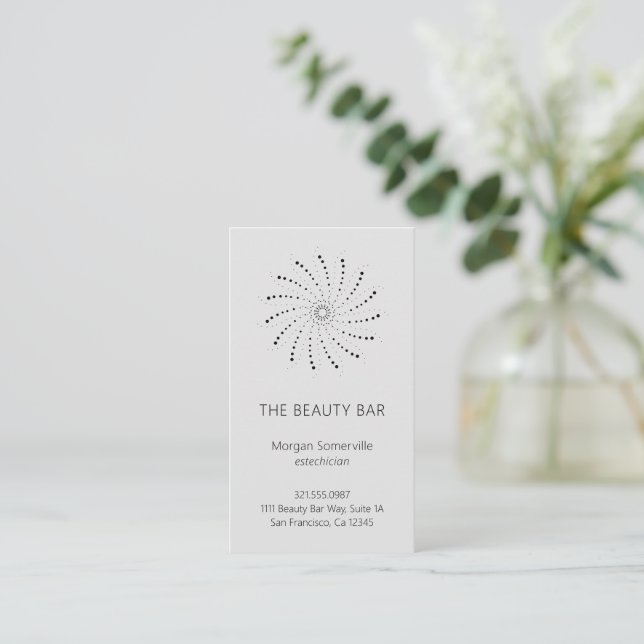 Modern Grey Spiral Dot Elegant Business Card (Standing Front)