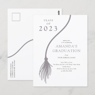 Modern Grey Tassel Graduation Party Postcard