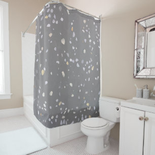 Modern Grey Terrazzo Shower Curtain