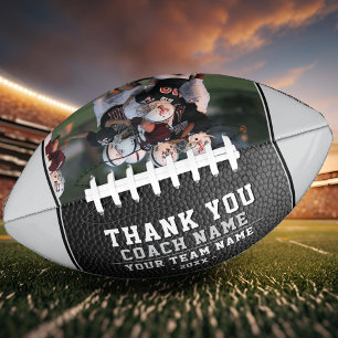 Modern Grey Thank you Coach Team Name Photo Football