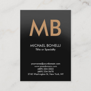 Modern grey trendy monogram business card