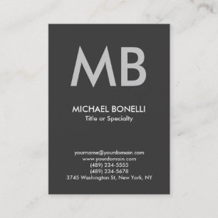 Modern grey trendy monogram business card