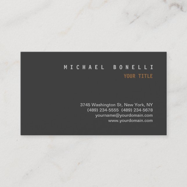 Modern Grey Trendy Professional Business Card (Front)