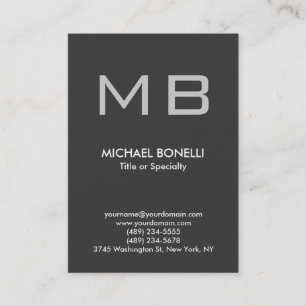 Modern grey trendy stylish monogram business card