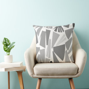 Modern Grey Triangle Geometric  Cushion