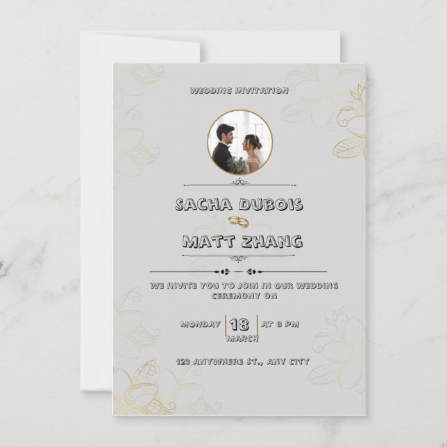 Modern Grey Wedding Invitation (Front)
