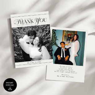 Modern Grey Wedding Photo Thank You Card