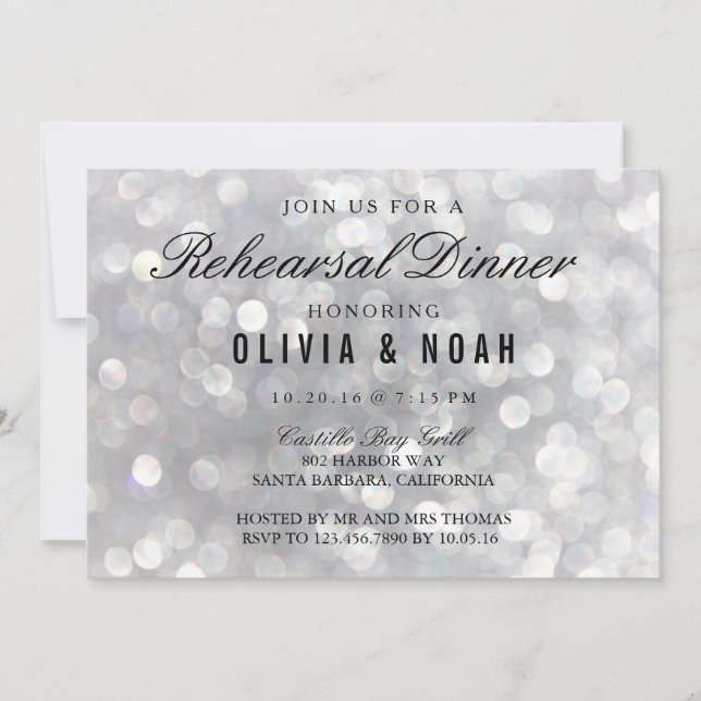 Modern Grey Wedding Rehearsal Dinner Invitations (Front)