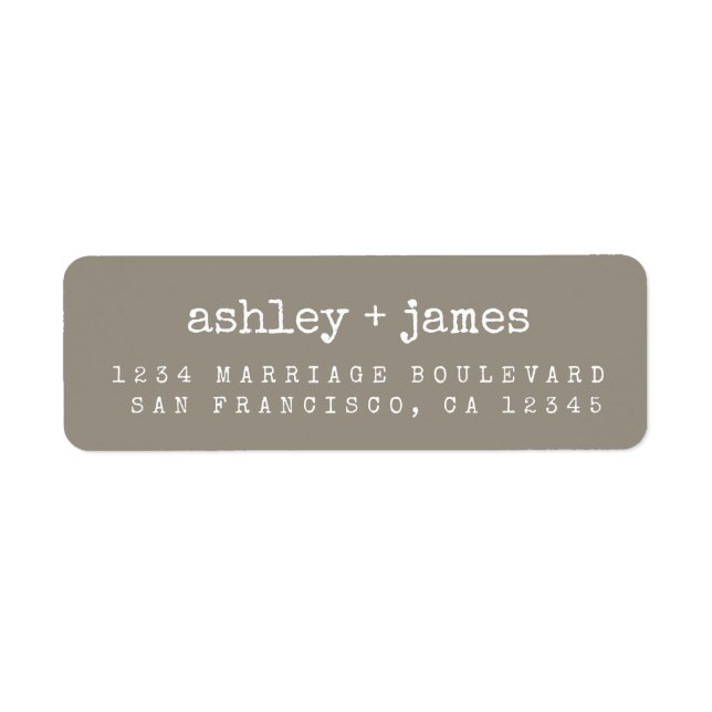 Modern Grey Wedding Return Address Label (Front)