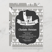 Modern Grey & White Aztec Llamas Baby Shower