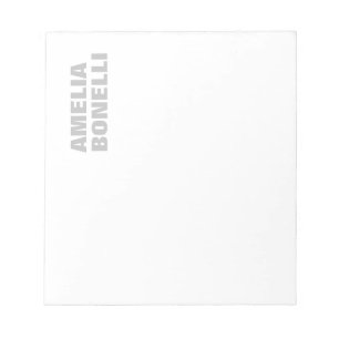 Modern Grey White Bold Minimalist Professional Notepad