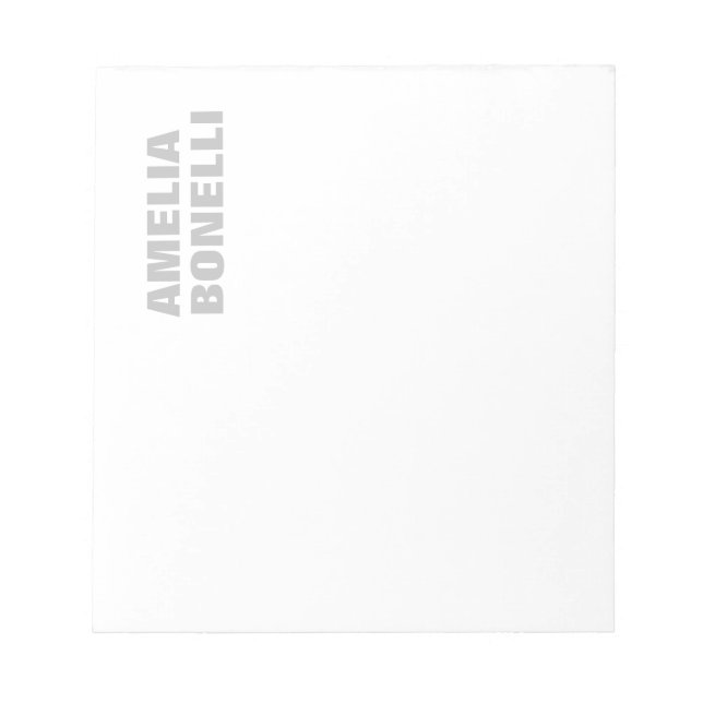 Modern Grey White Bold Minimalist Professional Notepad (Front)