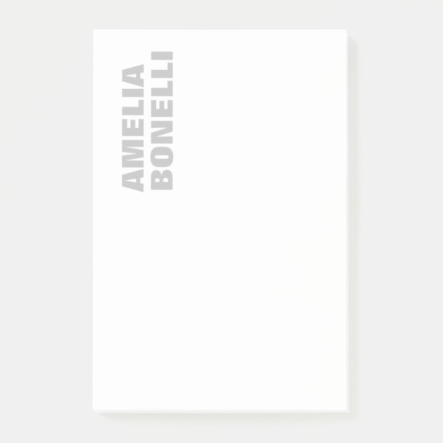 Modern Grey White Bold Minimalist Professional Post-it Notes (Front)