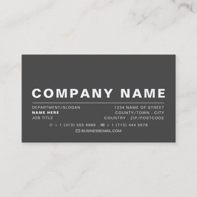 Modern Grey & White Business Card (Front)