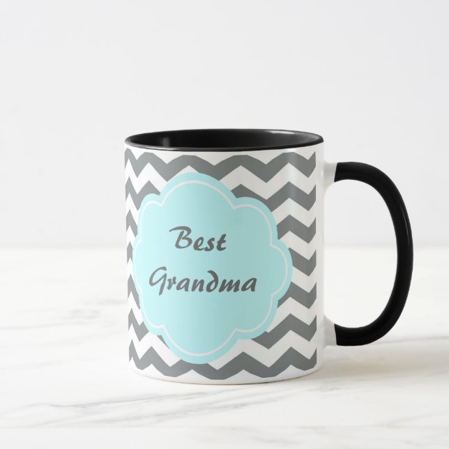 modern  grey, white chevron best grandma mug (Right)