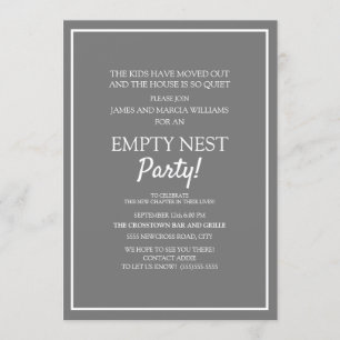 Modern Grey White Empty Nest Party Invitation