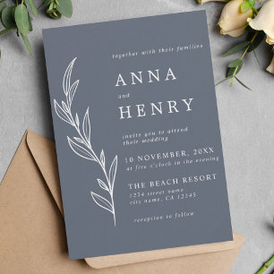 Modern Grey White Eucalyptus Foliage Wedding Invitation