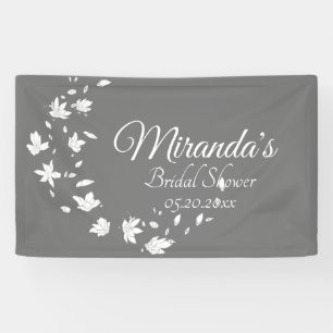 Modern Grey & White Floral Bridal Shower Banner