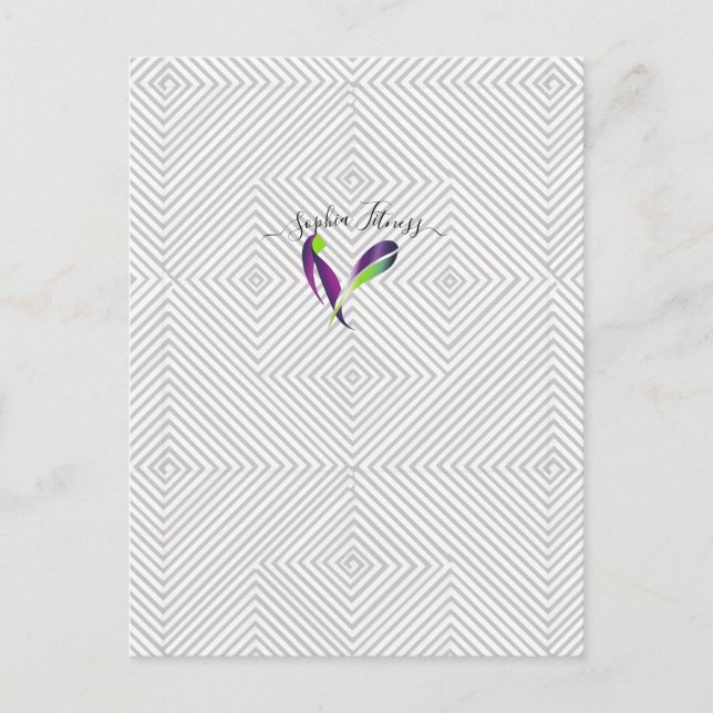 Modern Grey White Geometric Diamond Pattern Custom Postcard (Front)