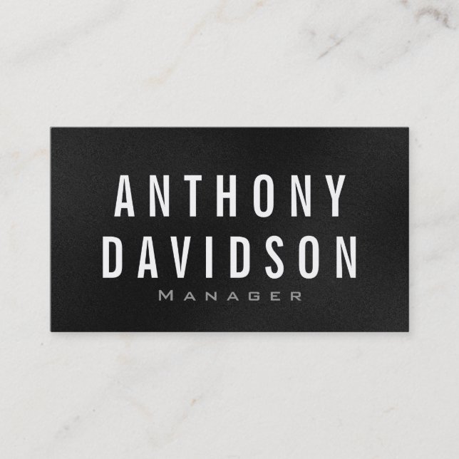 Modern Grey White Huge Letters Business Card (Front)