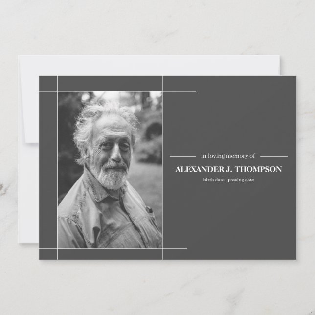 Modern Grey & White In Loving Memory Funeral Thank You Card (Front)