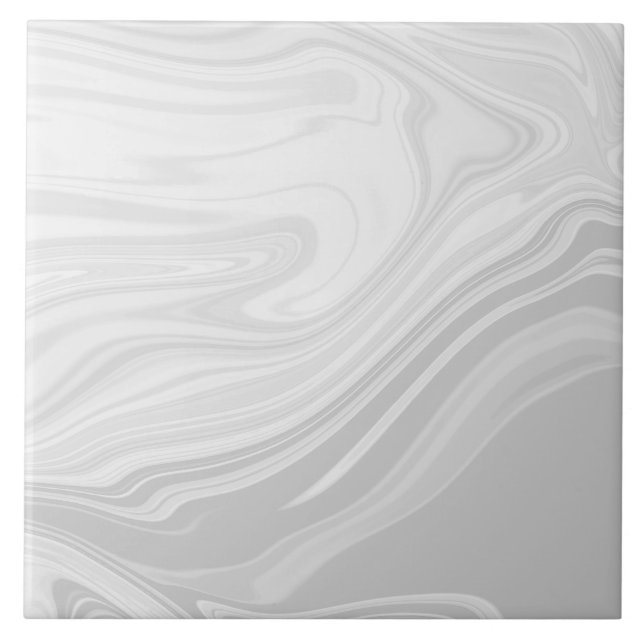 Modern Grey White Liquid Marble Fluid Art Tile (Front)