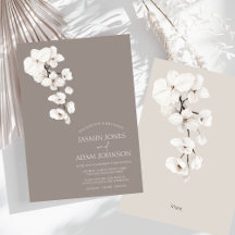 Modern Grey White Orchid Elegant Wedding