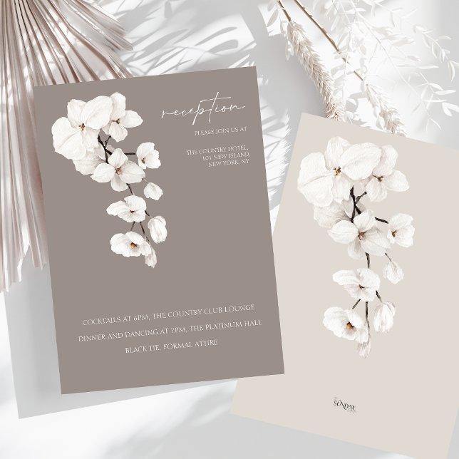 Modern Grey White Orchid Wedding Reception Enclosure Card (Modern Gray White Orchids Wedding Reception Enclosure Card)