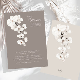 Modern Grey White Orchids Wedding Details Enclosure Card