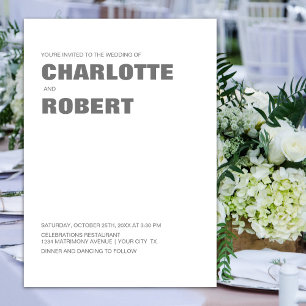Modern Grey White Wedding Invitation