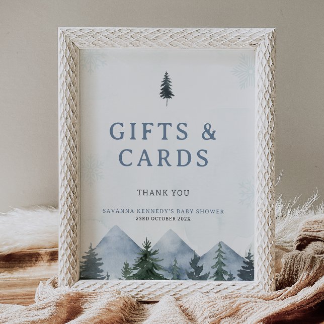 Modern Grey Wilderness Winter Baby Shower Sign (Mountain Baby Shower Sign, Mountain Pine Trees baby Shower Sign, Wilderness Baby Shower Sign, Gifts )