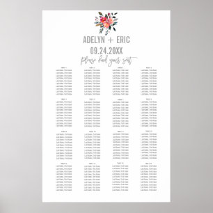 Modern Grey Winter Flower Wedding Seating Chart
