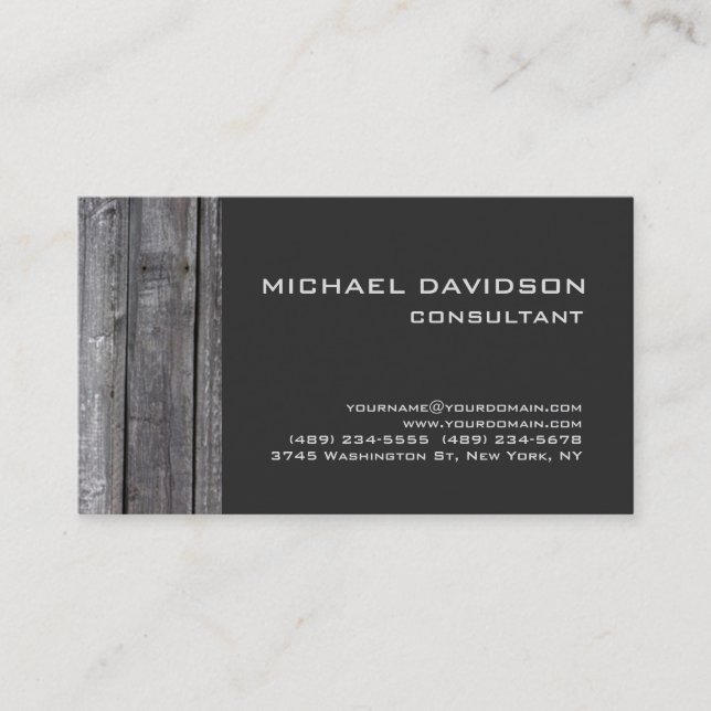 Modern  Grey Wood Design Elegant Stylish Business Card (Front)