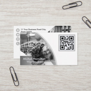 Modern Grey Woodworker Business Card
