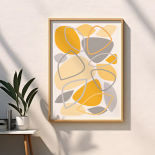 Modern Grey Yellow Abstract Pattern Poster